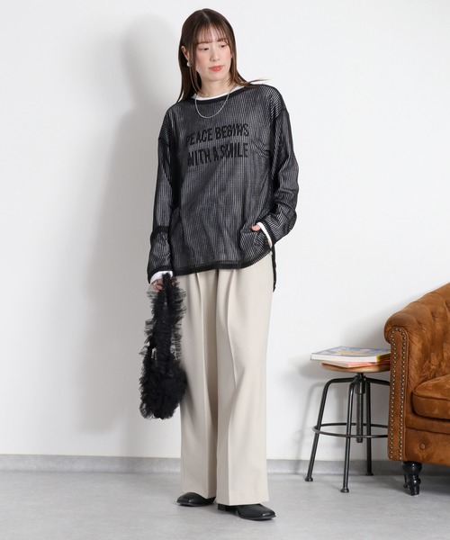cepo(セポ)の「シアーストライプロングスリーブプルオーバー(Tシャツ/カットソー・レディース・ホワイト/ピンク/ブラック/グレー・M)」の12枚目の写真
