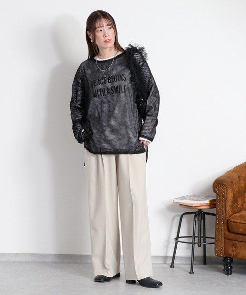 cepo(セポ)の「シアーストライプロングスリーブプルオーバー(Tシャツ/カットソー・レディース・ホワイト/ピンク/ブラック/グレー・M)」の17枚目の写真