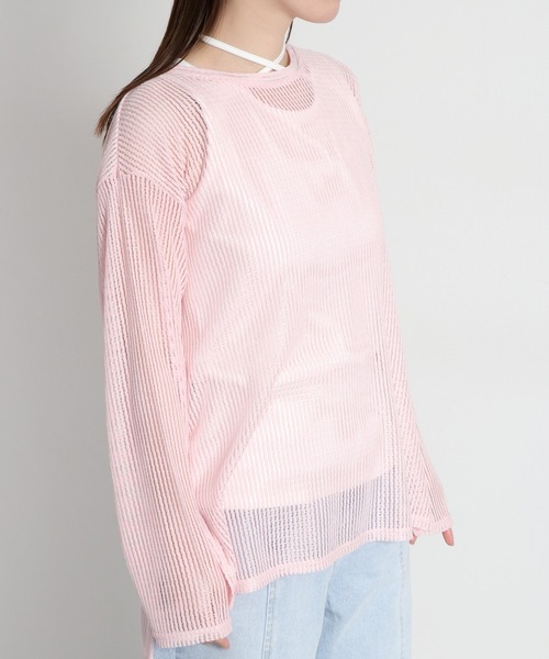 cepo(セポ)の「シアーストライプロングスリーブプルオーバー(Tシャツ/カットソー・レディース・ホワイト/ピンク/ブラック/グレー・M)」の8枚目の写真