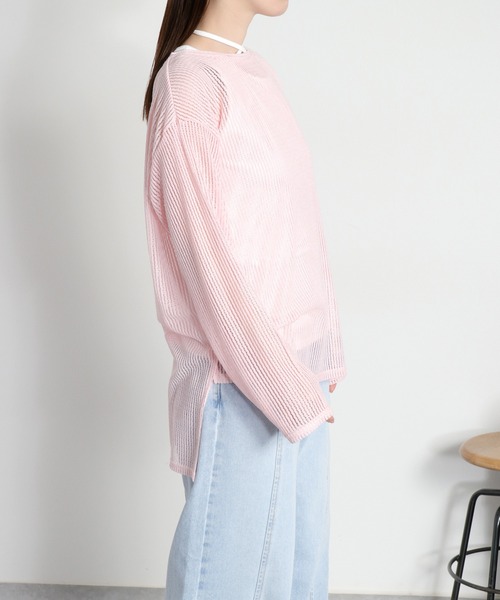 cepo(セポ)の「シアーストライプロングスリーブプルオーバー(Tシャツ/カットソー・レディース・ホワイト/ピンク/ブラック/グレー・M)」の9枚目の写真