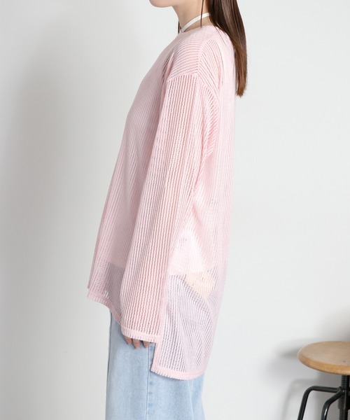 cepo(セポ)の「シアーストライプロングスリーブプルオーバー(Tシャツ/カットソー・レディース・ホワイト/ピンク/ブラック/グレー・M)」の6枚目の写真