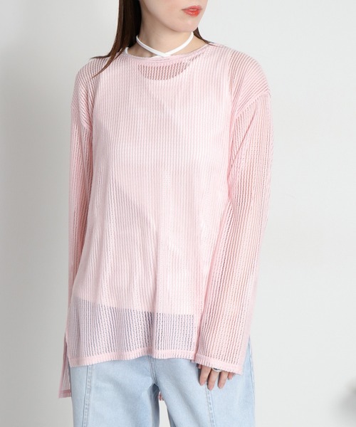 cepo(セポ)の「シアーストライプロングスリーブプルオーバー(Tシャツ/カットソー・レディース・ホワイト/ピンク/ブラック/グレー・M)」の5枚目の写真