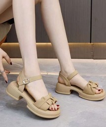 c.u.l | 厚底 ストラップ付き シャーリング サンダル culs194(サンダル)