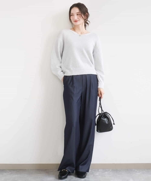 MK MICHEL KLEIN（エムケーミッシェルクラン）の「[洗える]ラメ入りノットヤーンVネックニット（ニット/セーター・レディース・ライトブルー/シルバー・38）」の14枚目の写真