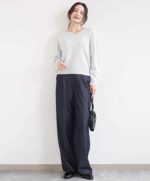 MK MICHEL KLEIN（エムケーミッシェルクラン）の「[洗える]ラメ入りノットヤーンVネックニット（ニット/セーター・レディース・ライトブルー/シルバー・38）」の13枚目の写真