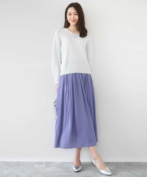MK MICHEL KLEIN（エムケーミッシェルクラン）の「[洗える]ラメ入りノットヤーンVネックニット（ニット/セーター・レディース・ライトブルー/シルバー・38）」の11枚目の写真
