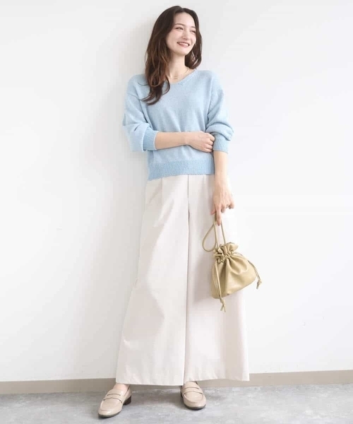 MK MICHEL KLEIN（エムケーミッシェルクラン）の「[洗える]ラメ入りノットヤーンVネックニット（ニット/セーター・レディース・ライトブルー/シルバー・38）」の7枚目の写真