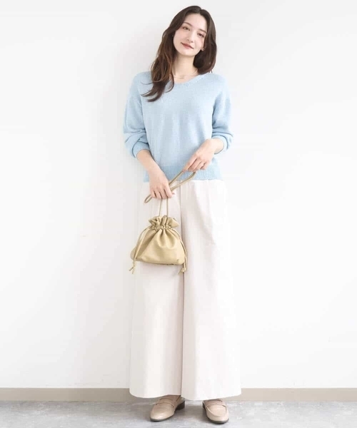 MK MICHEL KLEIN（エムケーミッシェルクラン）の「[洗える]ラメ入りノットヤーンVネックニット（ニット/セーター・レディース・ライトブルー/シルバー・38）」の6枚目の写真