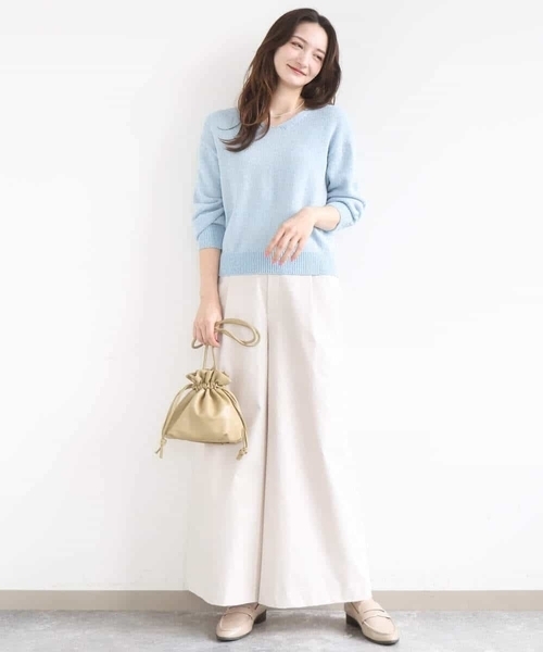 MK MICHEL KLEIN（エムケーミッシェルクラン）の「[洗える]ラメ入りノットヤーンVネックニット（ニット/セーター・レディース・ライトブルー/シルバー・38）」の5枚目の写真