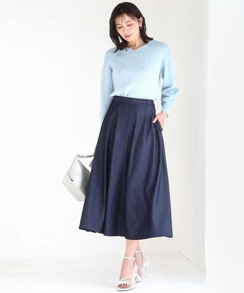 MK MICHEL KLEIN（エムケーミッシェルクラン）の「[洗える]ラメ入りノットヤーンVネックニット（ニット/セーター・レディース・ライトブルー/シルバー・38）」の3枚目の写真