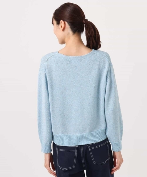 MK MICHEL KLEIN（エムケーミッシェルクラン）の「[洗える]ラメ入りノットヤーンVネックニット（ニット/セーター・レディース・ライトブルー/シルバー・38）」の22枚目の写真