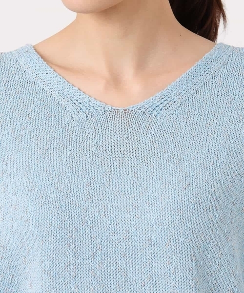 MK MICHEL KLEIN（エムケーミッシェルクラン）の「[洗える]ラメ入りノットヤーンVネックニット（ニット/セーター・レディース・ライトブルー/シルバー・38）」の21枚目の写真