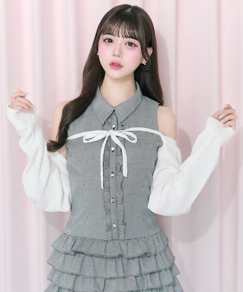 OLIVE des OLIVE（オリーブデオリーブ）の「【Belle Charme】Cable Knit Short Bolero（カーディガン/ボレロ・レディース・ブラック/オフホワイト/ブラウン・FREE）」の20枚目の写真