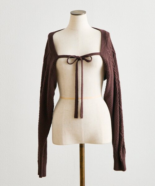 OLIVE des OLIVE（オリーブデオリーブ）の「【Belle Charme】Cable Knit Short Bolero（カーディガン/ボレロ・レディース・ブラック/オフホワイト/ブラウン・FREE）」の15枚目の写真