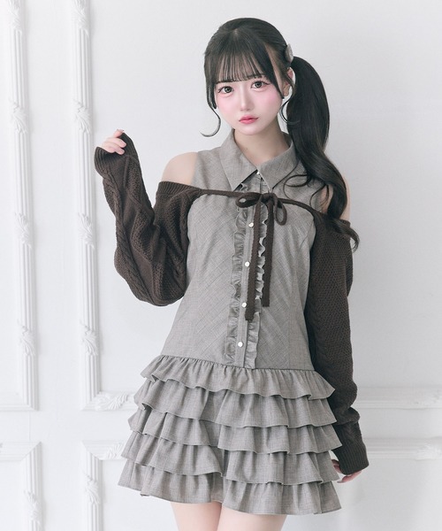 OLIVE des OLIVE（オリーブデオリーブ）の「【Belle Charme】Cable Knit Short Bolero（カーディガン/ボレロ・レディース・ブラック/オフホワイト/ブラウン・FREE）」の3枚目の写真