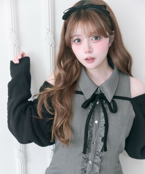 OLIVE des OLIVE（オリーブデオリーブ）の「【Belle Charme】Cable Knit Short Bolero（カーディガン/ボレロ・レディース・ブラック/オフホワイト/ブラウン・FREE）」の2枚目の写真