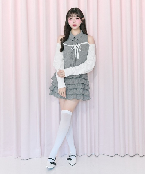 OLIVE des OLIVE（オリーブデオリーブ）の「【Belle Charme】Cable Knit Short Bolero（カーディガン/ボレロ・レディース・ブラック/オフホワイト/ブラウン・FREE）」の6枚目の写真