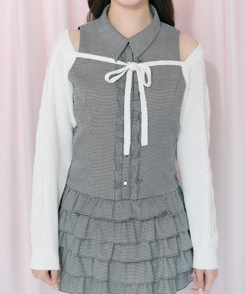 OLIVE des OLIVE（オリーブデオリーブ）の「【Belle Charme】Cable Knit Short Bolero（カーディガン/ボレロ・レディース・ブラック/オフホワイト/ブラウン・FREE）」の7枚目の写真