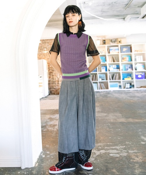 AULA AILA（アウラアイラ）の「チェックレーススイッチングコンパクトシャツ（シャツ/ブラウス・レディース・オレンジ/ライトブルー/ブラック・0）」の15枚目の写真