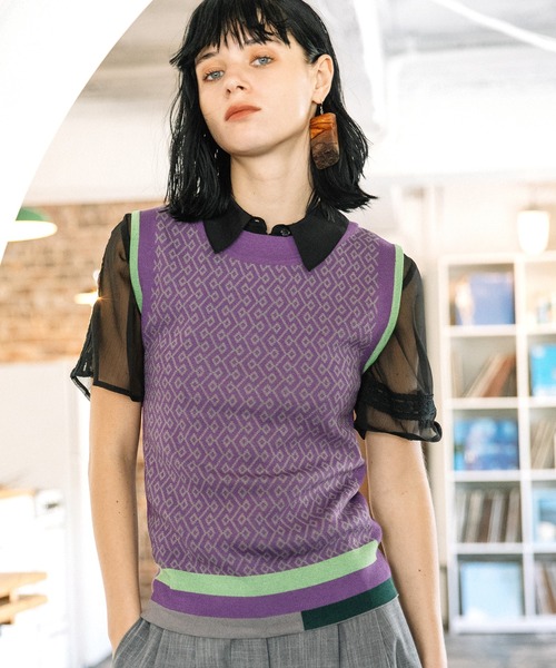 AULA AILA（アウラアイラ）の「チェックレーススイッチングコンパクトシャツ（シャツ/ブラウス・レディース・オレンジ/ライトブルー/ブラック・0）」の13枚目の写真