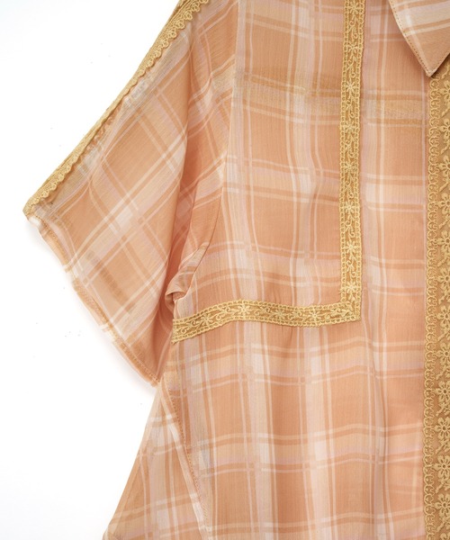 AULA AILA（アウラアイラ）の「チェックレーススイッチングコンパクトシャツ（シャツ/ブラウス・レディース・オレンジ/ライトブルー/ブラック・0）」の17枚目の写真