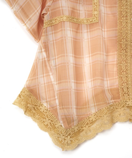 AULA AILA（アウラアイラ）の「チェックレーススイッチングコンパクトシャツ（シャツ/ブラウス・レディース・オレンジ/ライトブルー/ブラック・0）」の18枚目の写真