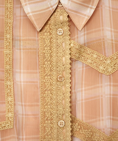 AULA AILA（アウラアイラ）の「チェックレーススイッチングコンパクトシャツ（シャツ/ブラウス・レディース・オレンジ/ライトブルー/ブラック・0）」の19枚目の写真