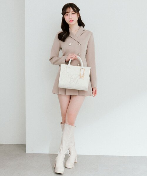 OLIVE des OLIVE（オリーブデオリーブ）の「Aimerianejoieレースミニトート（トートバッグ・レディース・グレー/ブラック/アイボリー・FREE）」の5枚目の写真