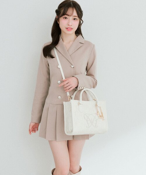 OLIVE des OLIVE（オリーブデオリーブ）の「Aimerianejoieレースミニトート（トートバッグ・レディース・グレー/ブラック/アイボリー・FREE）」の6枚目の写真