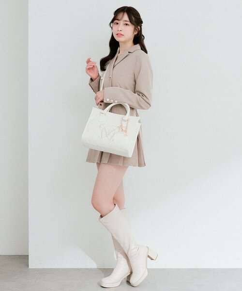 OLIVE des OLIVE（オリーブデオリーブ）の「Aimerianejoieレースミニトート（トートバッグ・レディース・グレー/ブラック/アイボリー・FREE）」の7枚目の写真