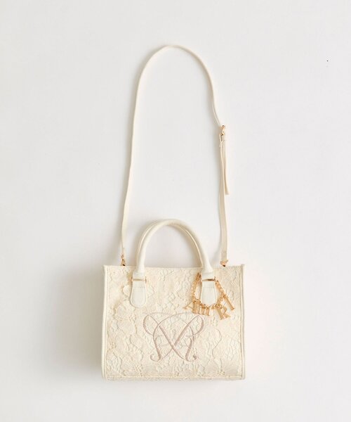 OLIVE des OLIVE（オリーブデオリーブ）の「Aimerianejoieレースミニトート（トートバッグ・レディース・グレー/ブラック/アイボリー・FREE）」の9枚目の写真