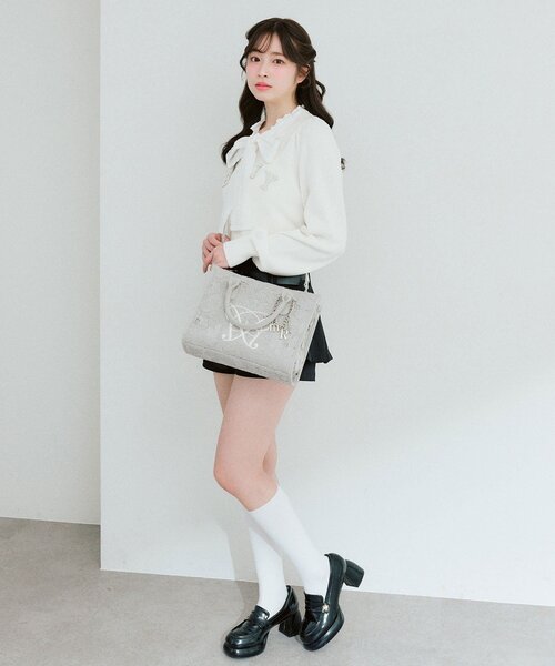 OLIVE des OLIVE（オリーブデオリーブ）の「Aimerianejoieレースミニトート（トートバッグ・レディース・グレー/ブラック/アイボリー・FREE）」の16枚目の写真