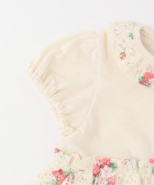 sense of wonder(センスオブワンダー)の「野イチゴレースショートオール【オーガニック】【日本製】(ロンパース・キッズ・ピンク/ホワイト系・70cm/80cm)」の5枚目の写真