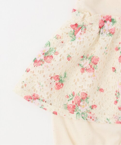 sense of wonder(センスオブワンダー)の「野イチゴレースショートオール【オーガニック】【日本製】(ロンパース・キッズ・ピンク/ホワイト系・70cm/80cm)」の6枚目の写真
