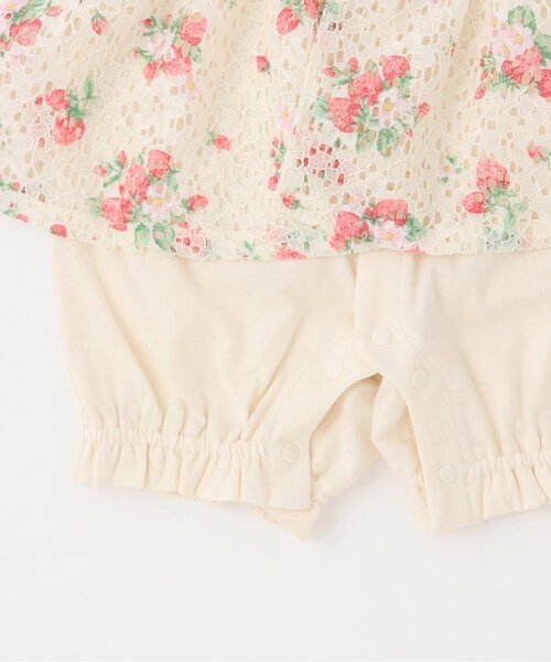 sense of wonder(センスオブワンダー)の「野イチゴレースショートオール【オーガニック】【日本製】(ロンパース・キッズ・ピンク/ホワイト系・70cm/80cm)」の7枚目の写真