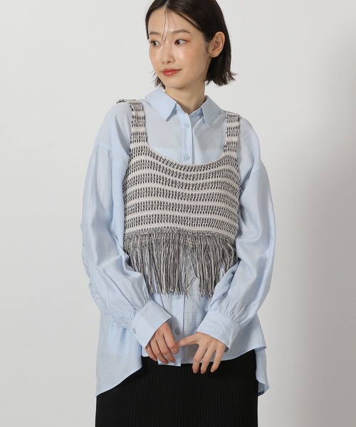 LAKOLE（ラコレ）の「5ゲージフリンジベスト / 651447（ベスト・レディース・ライトブルー/チャコール/ベージュ・FREE）」の21枚目の写真