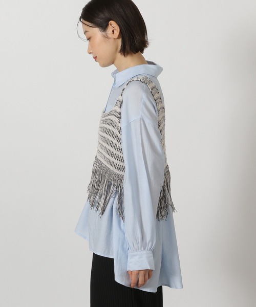 LAKOLE（ラコレ）の「5ゲージフリンジベスト / 651447（ベスト・レディース・ライトブルー/チャコール/ベージュ・FREE）」の22枚目の写真