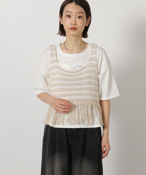 LAKOLE（ラコレ）の「5ゲージフリンジベスト / 651447（ベスト・レディース・ライトブルー/チャコール/ベージュ・FREE）」の13枚目の写真