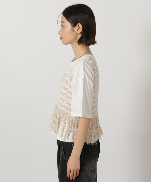 LAKOLE（ラコレ）の「5ゲージフリンジベスト / 651447（ベスト・レディース・ライトブルー/チャコール/ベージュ・FREE）」の18枚目の写真