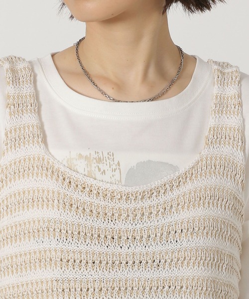 LAKOLE（ラコレ）の「5ゲージフリンジベスト / 651447（ベスト・レディース・ライトブルー/チャコール/ベージュ・FREE）」の8枚目の写真