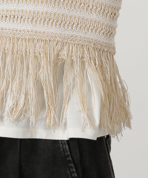 LAKOLE（ラコレ）の「5ゲージフリンジベスト / 651447（ベスト・レディース・ライトブルー/チャコール/ベージュ・FREE）」の10枚目の写真