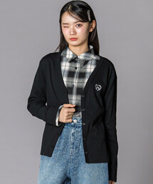 ZIDDY | チェックシャツ×リブカーディガンセット(130~160cm)(その他トップス)