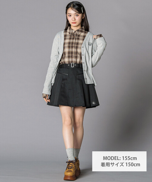 ZIDDY（ジディ）の「チェックシャツ×リブカーディガンセット(130~160cm)（その他トップス・キッズ・ブラック系その他/ブラウン系その他・150cm/130cm/140cm/FREE）」の3枚目の写真