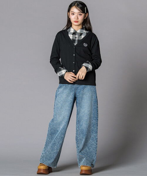 ZIDDY（ジディ）の「チェックシャツ×リブカーディガンセット(130~160cm)（その他トップス・キッズ・ブラック系その他/ブラウン系その他・150cm/130cm/140cm/FREE）」の4枚目の写真