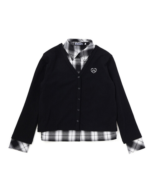 ZIDDY（ジディ）の「チェックシャツ×リブカーディガンセット(130~160cm)（その他トップス・キッズ・ブラック系その他/ブラウン系その他・150cm/130cm/140cm/FREE）」の8枚目の写真