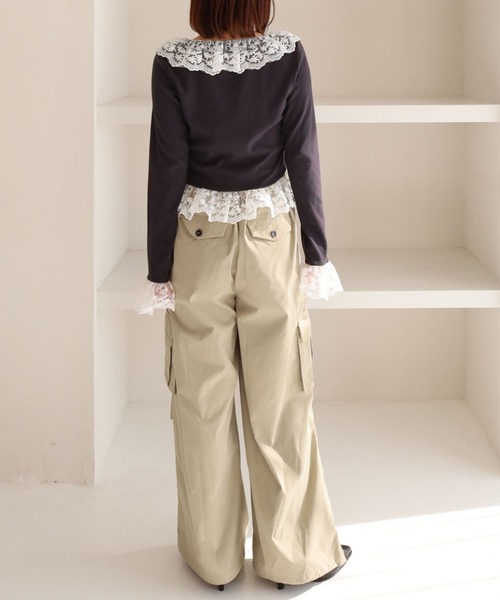 archives(アルシーヴ)の「ドッキングレースフリルカットTOPS(Tシャツ/カットソー・レディース・ブルー/チャコールグレー/グレー/アイボリー・MEDIUM)」の19枚目の写真