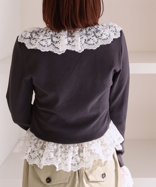 archives(アルシーヴ)の「ドッキングレースフリルカットTOPS(Tシャツ/カットソー・レディース・ブルー/チャコールグレー/グレー/アイボリー・MEDIUM)」の15枚目の写真