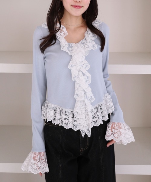 archives(アルシーヴ)の「ドッキングレースフリルカットTOPS(Tシャツ/カットソー・レディース・ブルー/チャコールグレー/グレー/アイボリー・MEDIUM)」の21枚目の写真