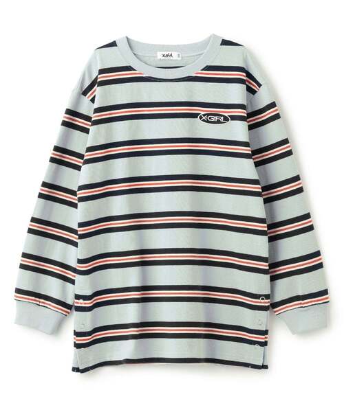 X-girl Stages(エックスガールステージス)の「マルチボーダー長袖Tシャツ(Tシャツ/カットソー・キッズ・ピンク/ライトブルー・120cm/130cm/140cm)」の12枚目の写真