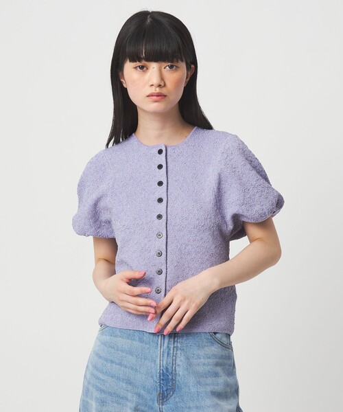 EMMEL REFINES（エメルリファインズ）の「＜EMMEL REFINES＞EMジャガード パフスリーブ プルオーバー ＆ カーディガン（ニット/セーター・レディース・ライム/ダークブラウン/ライラック・FREE）」の3枚目の写真